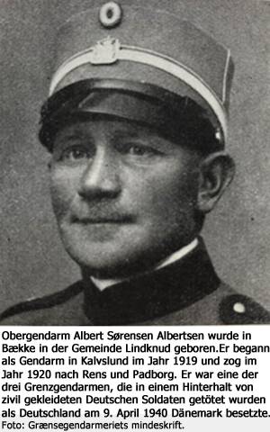 Obergendarm Albert Sørensen Albertsen. Foto: Grænsegendarmeriets mindeskrift.